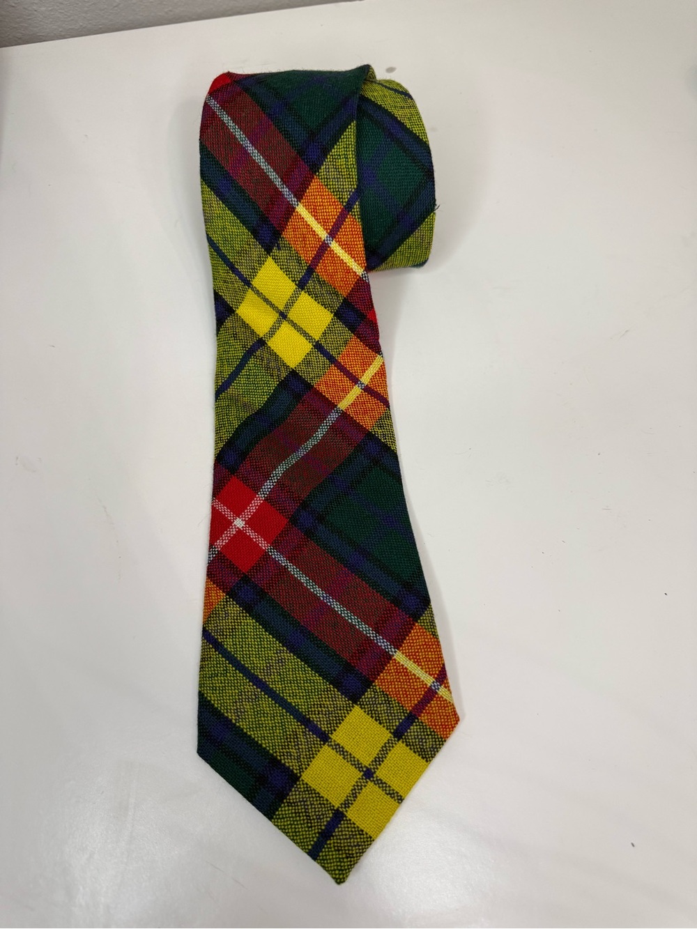 Vintage Buchanan Scotland 100% New Wool Tartan Plaid Necktie 58” Scottish